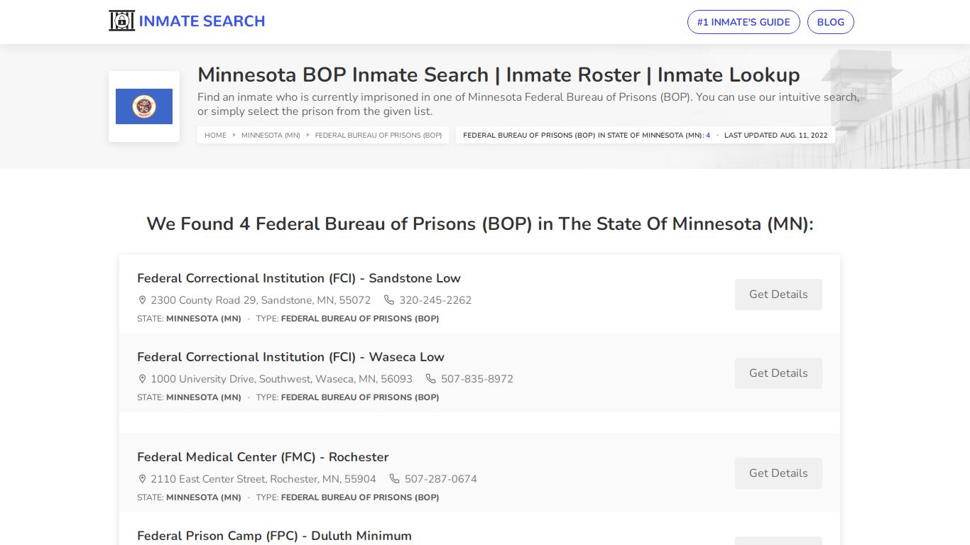 Minnesota BOP Inmate Search | Inmate Roster | Inmate Lookup