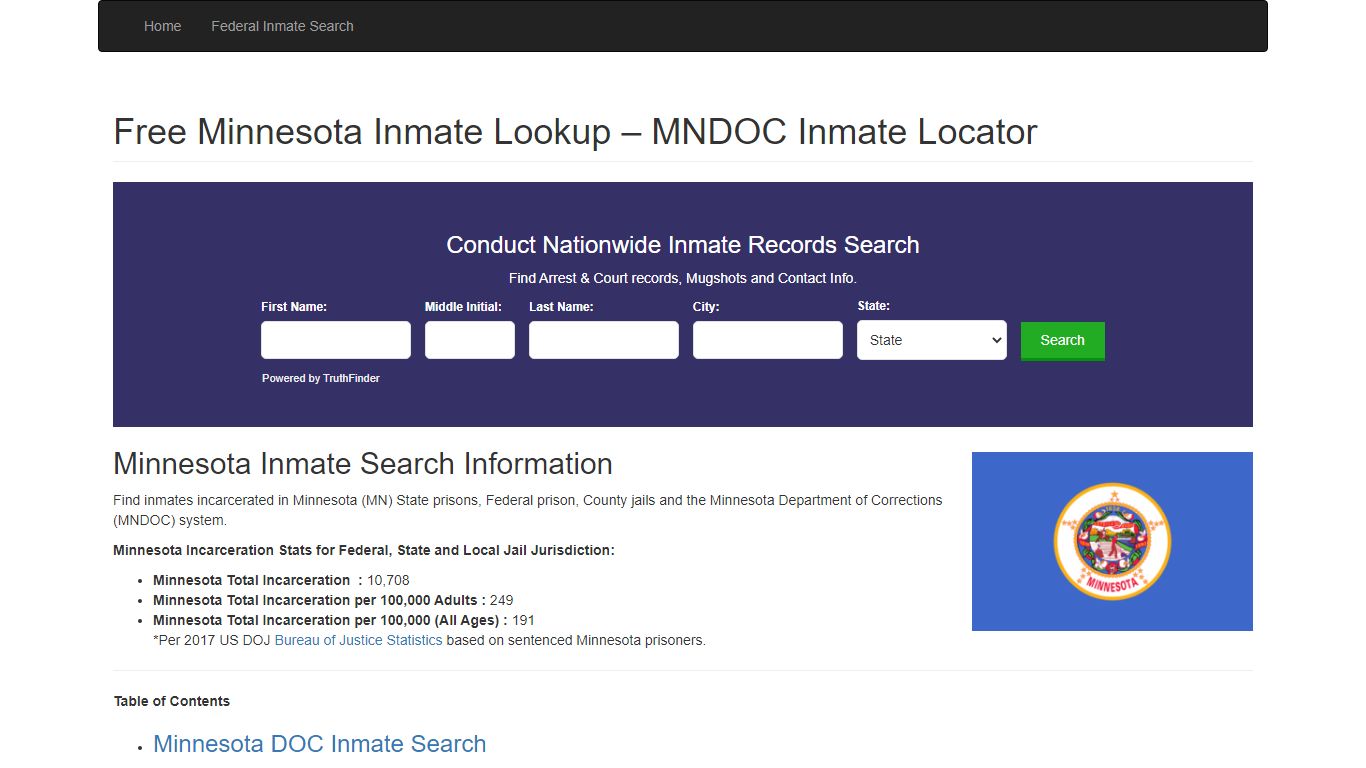 Minnesota Inmate Search - MN Department of Corrections ...